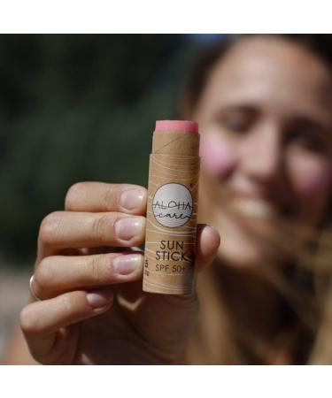 Aloha Sun Stick SPF 50+ (Pink) Sunscreen Stick Sun Block Stick for Face Sunscreen SPF 50 for Surfing Great Sun Cream for Kids & Outdoor Sports Sunscreen Plastic Free Packaging 20g - Buy Online on GoSupps.com