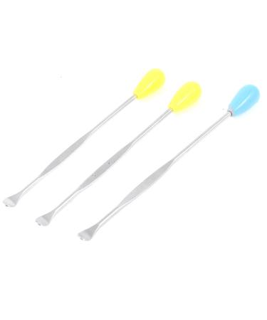 Qtqgoitem 3 Pcs Earpick Earwax Spoon Ear Wax Remover Care Tool Silver Tone Yellow Blue (Model: 150 4a2 d64 a6b ed9)