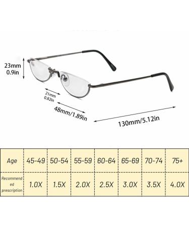 BILIZA Half Frame Metal Reading Glasses for Men & Women - Blue Light Blocking 1.5X Gray Computer Readers - Buy Online on GoSupps.com