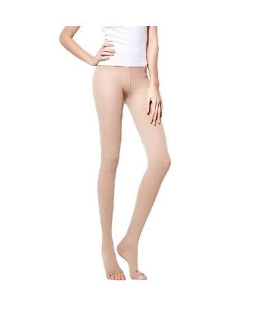 DJHBuy Compression Support Leggings (34-46mmHg) Socks Medical Pantyhose Tight Stockings for Women Varicose Veins Opaque Therapeutic Firm Graduated Hose Pants M Skin Colour(open Toe)