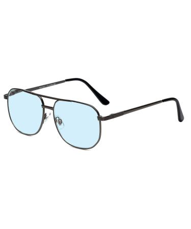 Calabria 1106 Pilot Men Designer Blue Light Filter Reading Glasses+1.50 Gunmetal