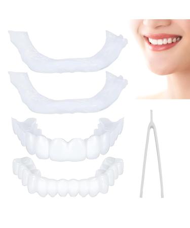 Frenzify 2 Pairs Dentures Fake Teeth Veneers Fake Teeth Braces Cosmetic Teeth Covering Snap on Perfect Smile Prosthetics Upper And Lower For Man Woman Teeth Fast Repair
