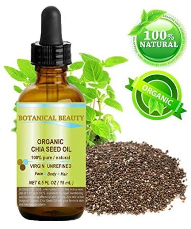 100% Pure Chia Seed Oil - Natural Virgin Unrefined Cold-Pressed Carrier Oil for Face Skin Hair & Nails | Botanical Beauty 0.5 Fl oz (15 ml - Buy Online on GoSupps.com