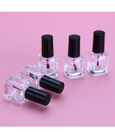 10Pcs 15ml Clear Refillable Nail Polish Bottles - Empty Cosmetic Holders with Brush for Nail Art - Black & White - Buy Online on GoSupps.com
