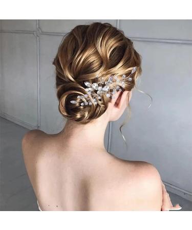 Rhinestone Hair Pin Flower Bride Wedding Hair Vine Wedding Hair Accessory Decorative Party Headpiece for Bride Bridesmaid Girls - Buy Online on GoSupps.com