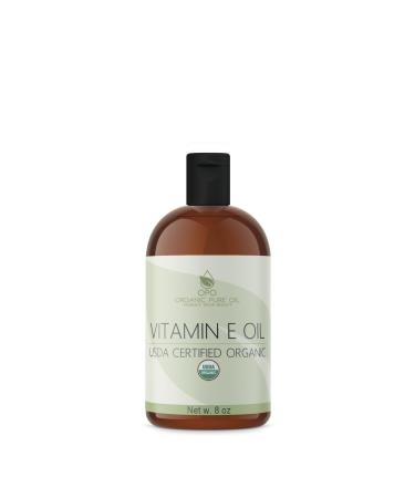 Vitamin E Oil - Organic USDA Certified Organic 43 000 IU 100% Natural Vegan Cruelty-Free Extra Strength for Face Skin Hair Body Eyelashes Locs Nails-Antioxidant Moisturizer DIY Cream Lotion (8 oz) 8 Fl Oz (Pack of 1)