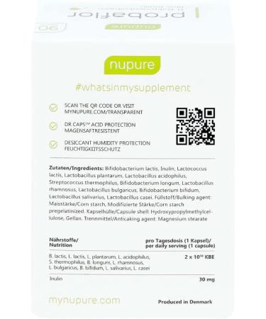 Nupure Probaflor Probiotic Capsules 90 pcs - Gastro-Resistant Supports Digestive Health International Shipping Available - Buy Online on GoSupps.com