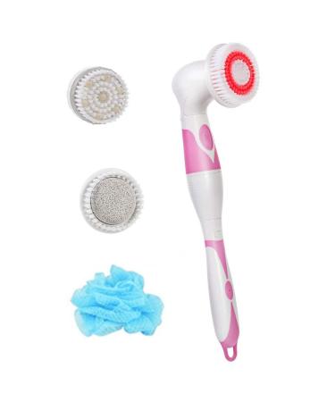 Supvox electric bathing brush massage body brush back brush shower scrubber brush with long grip for women men (no battery)