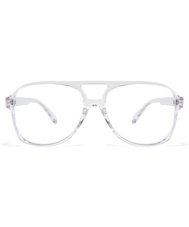 Feizedy Retro 70s 80s Blue Light Filter Glasses for Women & Men - 60mm Blue Light Blocking PC Gaming Glasses with Transparent Frame - Buy Online on GoSupps.com