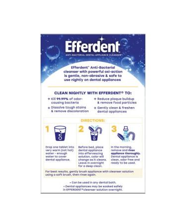 Efferdent PM Overnight Anti-Bacterial Denture Cleanser Tablets 90 ct. (Pack of 2) - Deep Clean and Protect Your Dentures - Buy Online on GoSupps.com