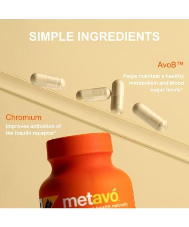 Metavo Metabolism Capsules | Energy Support Supplement | Advanced Blood Sugar Support | Curb Sugar Cravings | With Avocado based AvoB and Chromium | 120 Count - Buy Online on GoSupps.com