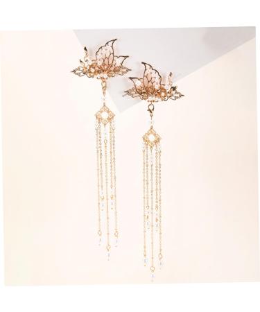 minkissy 1 Pair Antique Headdress Wedding Hair Clip Hair Side Clip Tassel Headpiece Tassel Headdress Decorative Hair Clips Pearl Hair Pin Bride Hair Clip Imitation Pearls Vintage Walk Miss - Buy Online on GoSupps.com