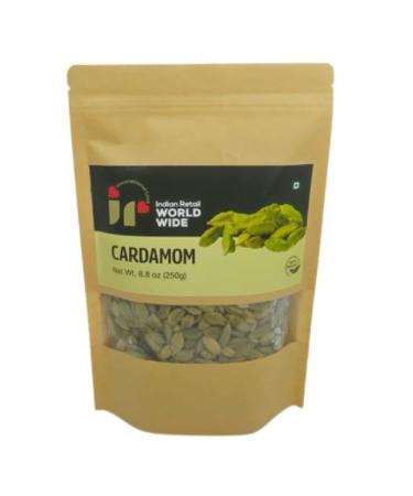 Indian Retail Worldwide 8 mm Bold Green Cardamom Pods - Cardamom Pods Whole - Indian Spices Cardamon Pod - Spice it Up with its Distinctive Flavor (8.8 Ounce (Pack of 1))