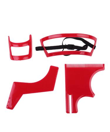 beard shaping tool kit Beard Shaping Tool Kit Neckline Shaving Template Guide Set for Men Hair Styling Red