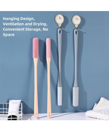 Toe Cleaning Brush & Foot Scrubber - 15.7" Long Handle Silicone Exfoliator for Seniors Men & Women - 2 Pack (Grey) - Soft Skin Care & Lotion Applicator - Buy Online on GoSupps.com