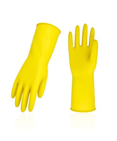 VGO 5 pair reusable household cleaning gloves rubber dishwashing gloves extra thickness long sleeves for kitchen cleaning working painting gardening yellow HH4601) L 5 pair yellow