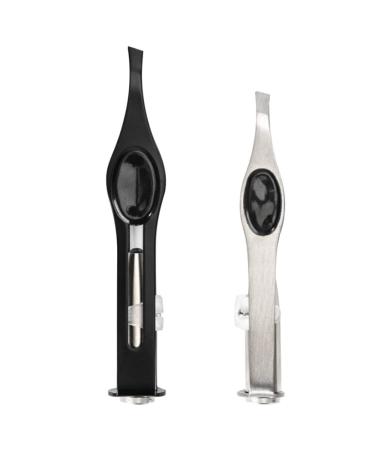 SOLUSTRE Eyelash Extension Tweezers 2pcs Tweezers with Light LED Tweezers Pliers Tool Stainless Steel Eyebrow Facial Hair Removal Cosmetic Makeup Tools 9. 8x2cm Mens Grooming Trimmer