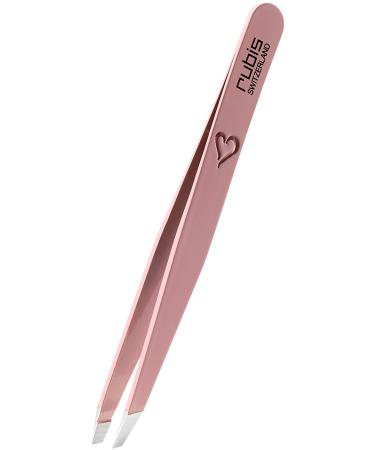 Rubis Tweezers Heart - Eyebrow Tweezers Pink Slanted with Heart Engraving
