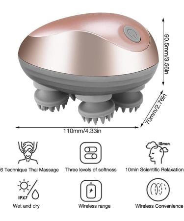 EBKCQ Head Massage Device - Wireless Scalp Massager with 3 Kneading Modes IPX7 Waterproof for Hair Growth & Stress Relief - Buy Online on GoSupps.com