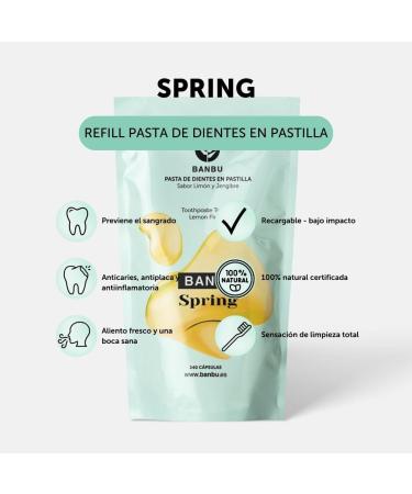  BANBU Spring Toothpaste Tablets Lemon and Ginger Flavor 240 Capsules Triple Natural Action | BANBU - Buy Online on GoSupps.com