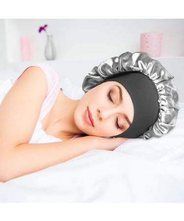 2-Piece Satin Wide Band Sleep Bonnet Set for Women - Gold & Silver - Buy Online on GoSupps.com