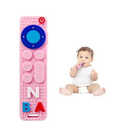 SFCCMM Baby Teething Remote Control Shape  Chewing Toys for Toddler 3-6 6-12 12-24 Months  BPA Free Baby Teeth Relief Soothe Toys  Baby Chewing Toys for Toddlers Boy Girl (Pink)
