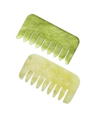Frcolor 2st Massagekamm Broad tooth ridge men's ridge facial scrap Return mirror for computer gua Sha comb yellow jade comb jade feaks jade kamm body tool scratching ridge man natural jade