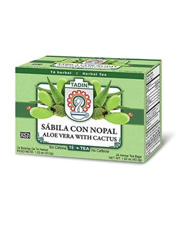 Tadin Tea Aloe Vera With Cactus 24 Bags - Te De Sabila Con Nopal- Diabetic Tea Helps control Blood Sugar & Cholesterole levels