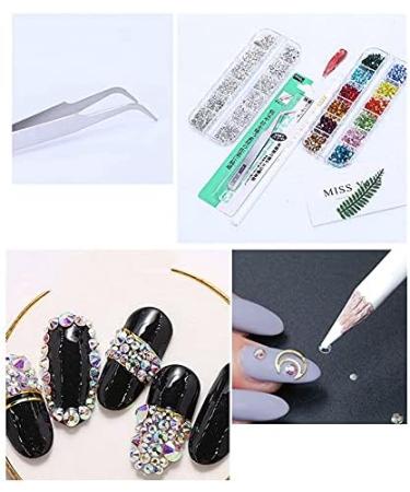 Tdkfdswdoa Nail Art Rhinestone Decoration Set Irregular Crystal Diamond with Curved Silver Tweezer and White Nail Art Pen - Buy Online on GoSupps.com