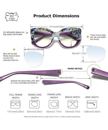 100 Classic Floral Oversized Cat Eye Blue Light Glasses for Women - Anti-Glare Reading Glasses - 3-Pack Spring Hinges - Stylish 3.0x Magnification - Buy Online on GoSupps.com