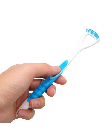 Ergonomic Tongue Scraper & Brush for Fresh Breath | Best Mouth Care Tool to Remove Plaque (Blue) - Buy Online on GoSupps.com