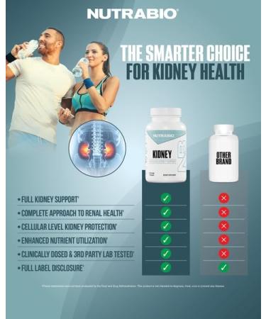 NutraBio Advanced Kidney Support Supplement- Kidney Cleanse Detox & Repair Health Supplement- 30 Servings- 90 Capsules - Buy Online on GoSupps.com
