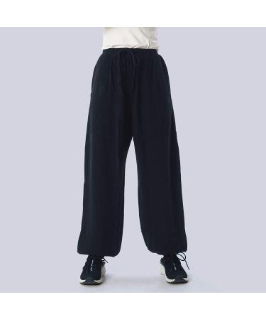 KSUA Women's Cotton & Linen Kung Fu Trousers - Wing Chun Tai Chi Pants for Morning Exercises - Large Black - Buy Online on GoSupps.com