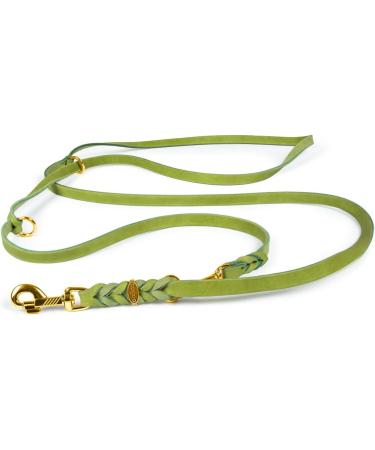 Copcopet 3-Way Adjustable Dog Leash | Soft Braided Fat Leather | Handmade in Germany | 3m x 12mm | Green | Durable Brass Fittings - Buy Online on GoSupps.com