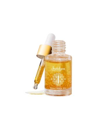 Indulgeo Essentials 24K Rose Gold Beauty Oil - 6ml | For Uneven Skin Tone Dullness & Finelines | Anti-Aging Lightweight Makeup Face Primer | Made with 24k Gold Flakes Rosehip Oil & Vitamin C & E