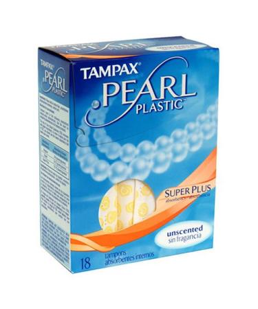 Tampax Pearl Plastic Tampons Super Plus Unscented  18 tampons