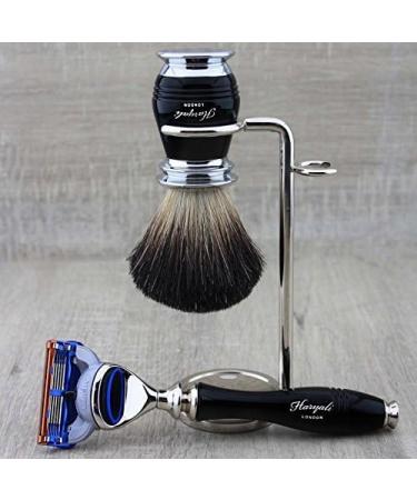 Shop Haryali London Black Luxury Men's Shaving Set 5 Edge Razor Brush Stand & Alum Pencil | International Shipping Available - Buy Online on GoSupps.com