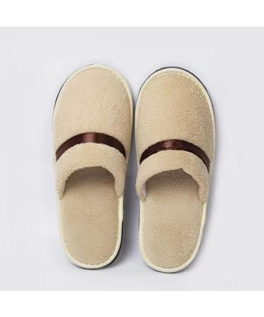 Buy Tianmao 5 Pairs of Coral Fleece Hotel Slippers | Universal Size 28.5x11cm | Ideal for Spa Parties & Travel | Brown & Beige Options - Buy Online on GoSupps.com