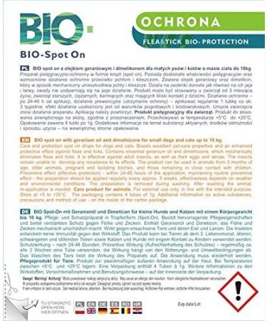 BIO-Spot On 4 Pipettes I Natural Tick and Flea Treatment I Tick Protection for Dogs and Cats on Organic Based for Small Dogs and Cats For cats and small dogs up to 10 kg - Buy Online on GoSupps.com