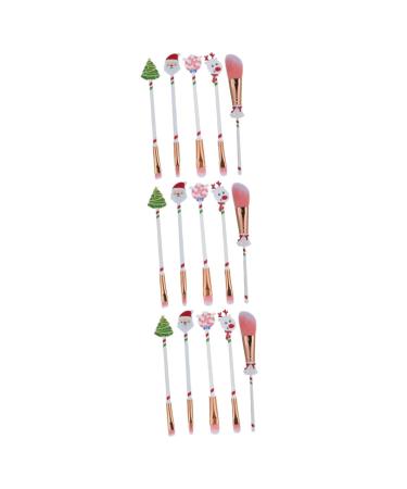 Beaupretty 15 Pcs Christmas Makeup Christmas Cosmetic Tools Brush Holiday Make up Makeup Brush Face Powder 16x1.8x1.2cmx3pcs Assorted Colorx3pcs