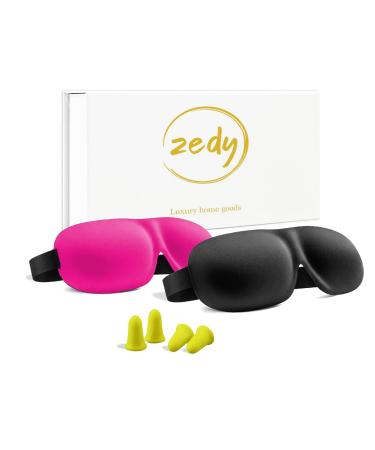 ZEDY Pack of 2 Sleep Eye Mask for Men Women 100% Sleeping Eye Mask for Night Sleeping 100% Blindfold Relaxing Zero Pressure Light Blocking Ultra-Thin Sides Side Sleeper