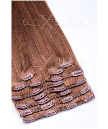 Clip In Extensions Set 100% Real Hair 10 pieces 100g Hair Extension 50cm Clip-In Hair Extension #08 Golden Brown