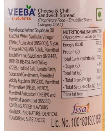 Buy Veeba Cheese and Chilli Sandwich Spread 275g - International Shipping Available - Buy Online on GoSupps.com