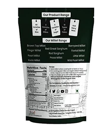B&B Organics White Sorghum (1 kg /2.2 lbs) (Indian Millet | Gluten free | Whole grain | USDA Certified) - Buy Online on GoSupps.com