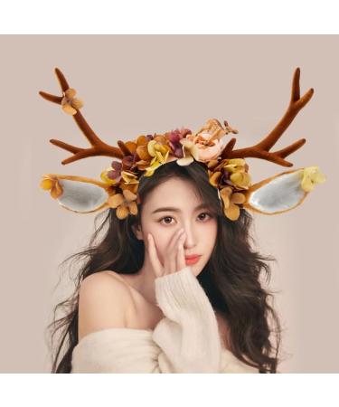 TQUXNGA Aesthetic Antler Headband for Christmas Reindeers Antler Hairhoop Holiday Headpiece Halloween Cosplay Costume Hair Decor Brown A - Buy Online on GoSupps.com