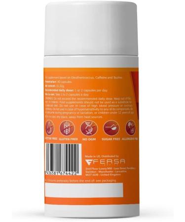 Healthy Fusion Goodbye Fatigue | Effective Energising and Anti-Fatigue Formula | Eleutherococcus + Taurine + Caffeine | 100% Natural Stimulant | Enhances and Boosts Muscle Performance | 60 Capsules - Buy Online on GoSupps.com