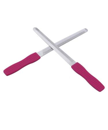 2Pcs Double-Sided Concave Convex Nail File With Silicone Non-Slip Handle Manicure Nail Art Tools