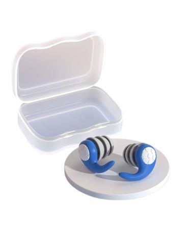 Silicone Soundproofing Earplugs Three-Layer Silent Earplugs Suitable Fit Compatible Sleeping Swimming and Traveling. Pair with Transparent Box and Color Box(Blue)