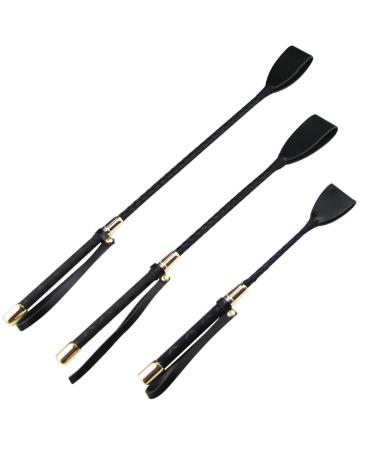 COCO BLVD Black Riding Crop Jump Bat Horse Whip with Faux Leather Slapper, 3 Size 45 cm Black