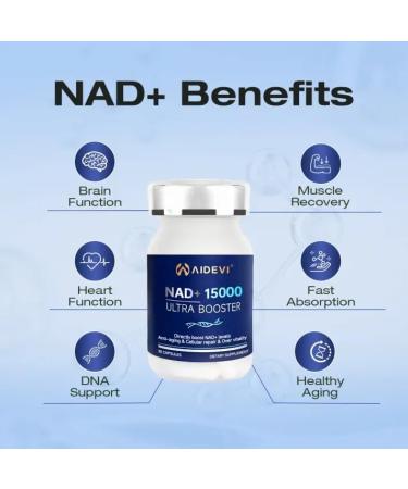 AIDEVI Liposomal NAD Plus Booster 500mg per Capsule with Direct NAD, Niacin & TMG, Trans-Resveratrol for Cellular Energy & Healthy Aging USA Made - Buy Online on GoSupps.com